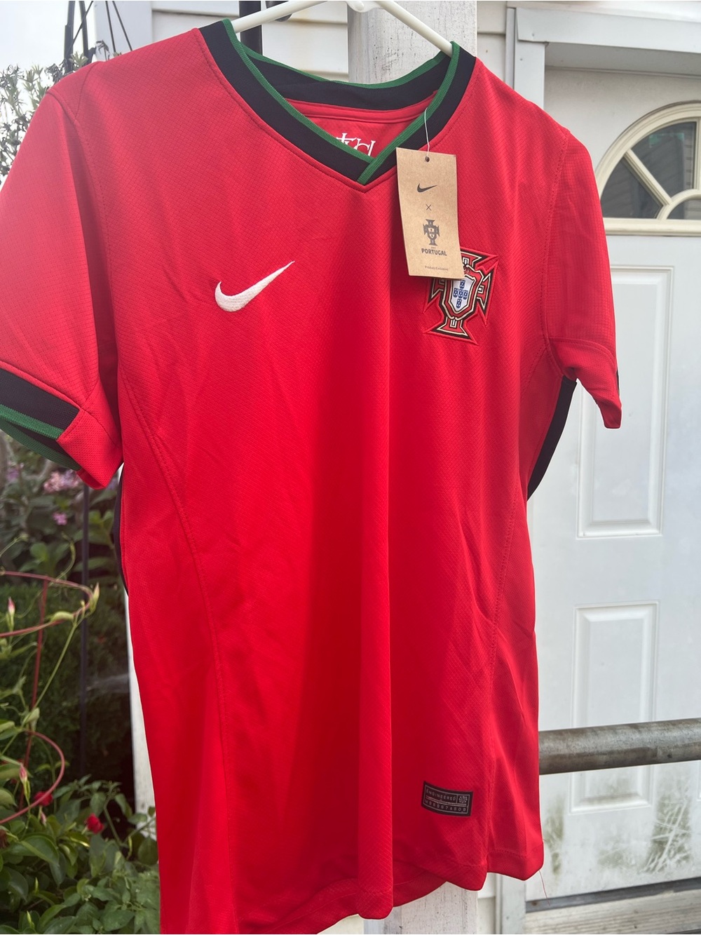 Nike Women’s Official Red Portugal Soccer Jersey with Black & Green Trim